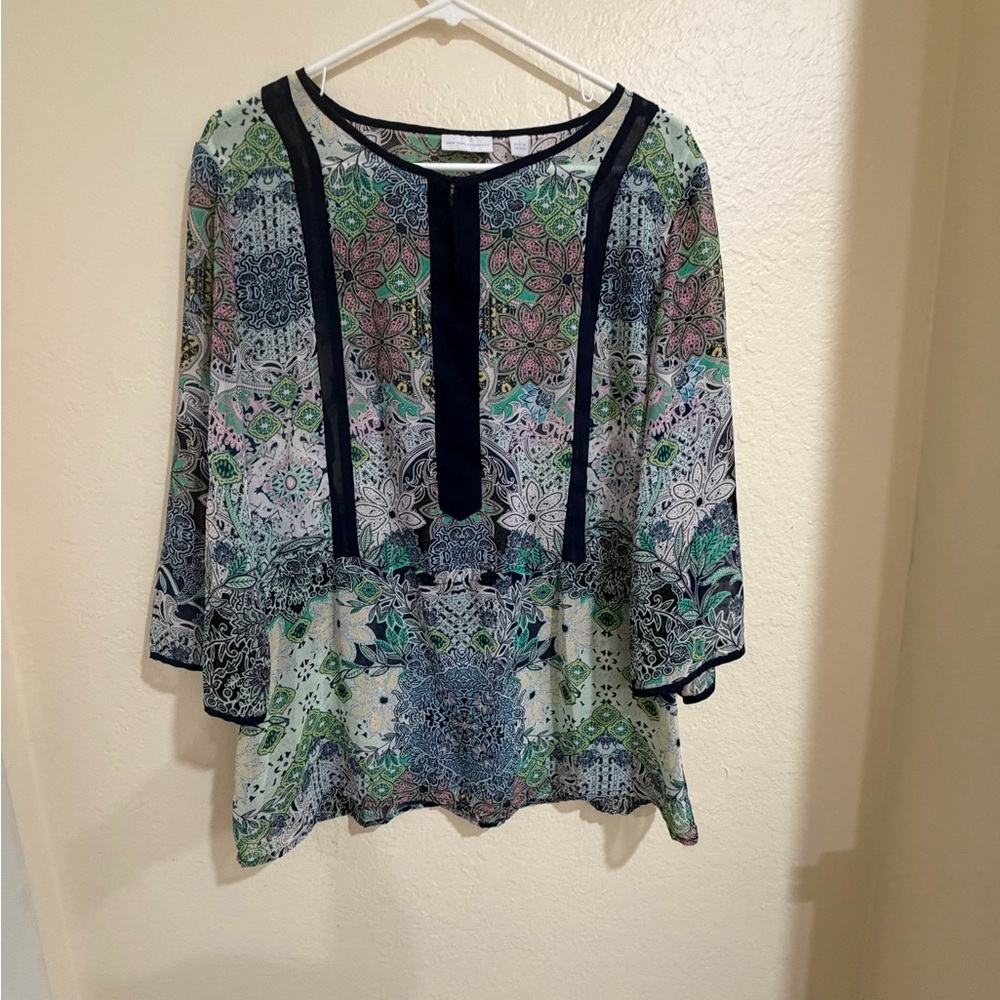 New York & Company Multicolor Floral Blouse